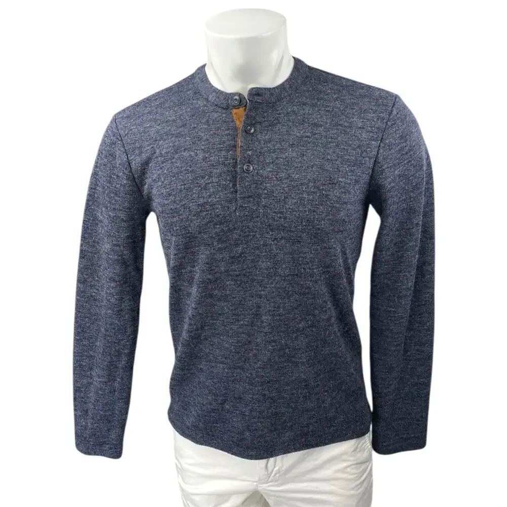 Banana Republic Men's Blue Knit Long Sleeve Henley Sweatshirt Sweater Top Size S